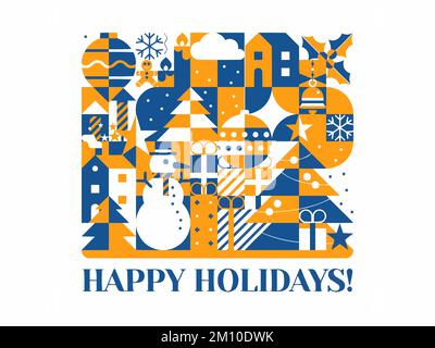 Lustiger Weihnachtsmann fröhlicher Weihnachtsbaum Happy New Year Celebration Geschenk Weihnachten Postkarte Weihnachten Website Illustration Stockfoto