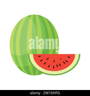Wassermelone flache Clip-Art-Darstellung isoliert auf weißem Hintergrund Stock Vektor