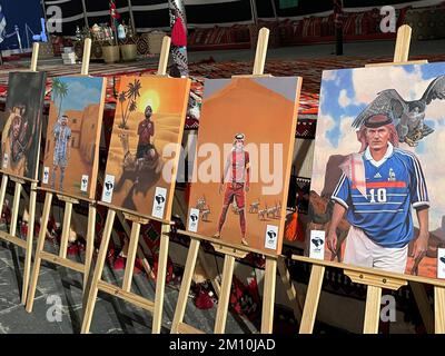 Kunstwerke der Weltmeisterschaft werden im Katara Cultural Village in Doha ausgestellt. Foto: Freitag, 9. Dezember 2022. Stockfoto