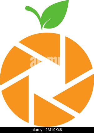 Eine Vektordarstellung eines farbenfrohen Logos des Kameraausschlusses in orangefarbener Form auf weißem Hintergrund Stock Vektor