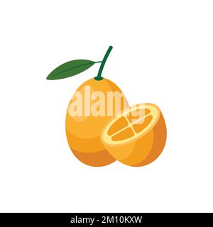 Kumquat flache Clip-Art-Darstellung isoliert auf weißem Hintergrund Stock Vektor