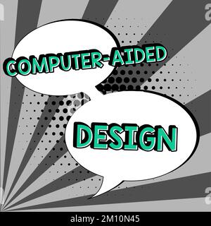 Schild mit der Aufschrift Computer Aided Design. Wortschatz über CAD-Industriedesign unter Verwendung elektronischer Geräte Stockfoto