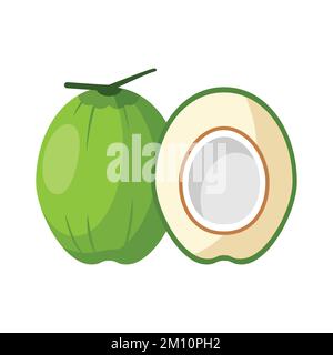 Coconut Flat Design Clip Art-Vektordarstellung isoliert auf weißem Hintergrund Stock Vektor