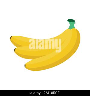 Banana flache Clip-Art-Vektordarstellung isoliert auf weißem Hintergrund Stock Vektor