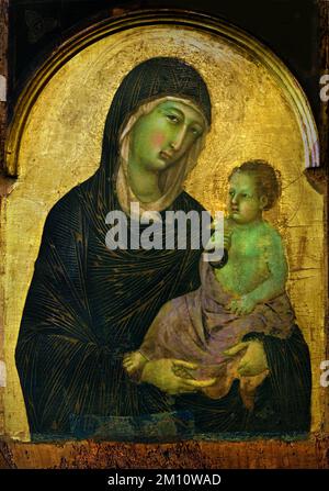 Madonna und Kind mit Heiligen 1300 von Duccio di Buoninsegna, 1255-1318 christliche Kunst, Italien, Italienisch. Stockfoto