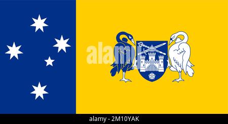 Flagge des Australian Capital Territory oder Federal Capital Territory (Commonwealth of Australia, ACT, FCT), vertikaler blauer und goldener Zweifarbig Stock Vektor