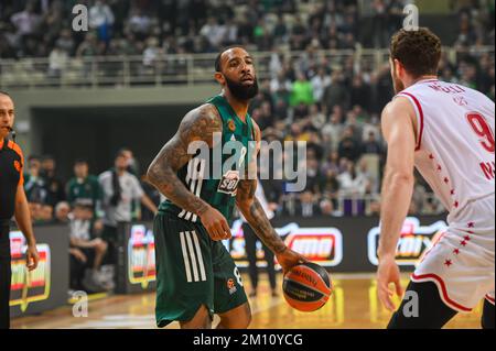 Athen, Lombardei, Griechenland. 8.. Dezember 2022. 8 DERRICK WILLIAMS aus Panathinaikos Athen während der Euroleague-Runde 12, Spiel zwischen Panathinaikos Athen und EA7 Emporio Armani Milano im OAKA-Stadion am 8. Dezember 2022 in Athen, Griechenland. (Kreditbild: © Stefanos Kyriazis/ZUMA Press Wire) Stockfoto