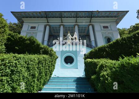 Fassade der Ernst-Fuchs-Villa in Wien Stockfoto