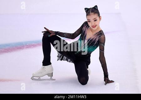 Turin, Italien. 09. Dezember 2022 Minsol Kwon aus Korea tritt am zweiten Tag des ISU Grand Prix of Figure Skating-Finales beim Junior Women's Free Skating auf. Kredit: Nicolò Campo/Alamy Live News Stockfoto