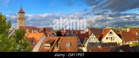 Panoramablick auf Waiblingen, Baden-Württemberg, Deutschland, Europa Stockfoto