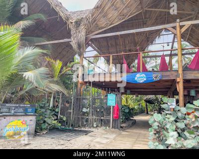 Südamerika, Kolumbien, Departamento del Magdalena, Santa Marta, Guachaca, Costäo Beach Hostel Stockfoto