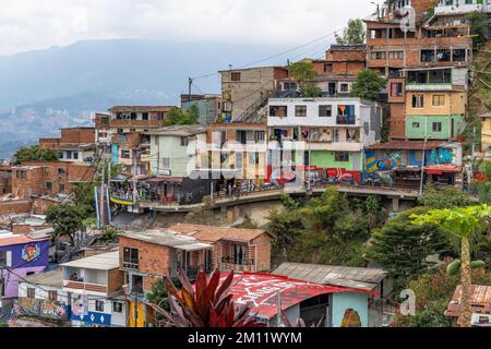 Südamerika, Kolumbien, Departamento de Antioquia, Medellín, San Javier, Comuna 13, Blick auf den berüchtigten Bezirk Comuna 13 Stockfoto