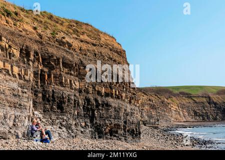 England, Dorset, Isle of Purbeck, Kimmeridge Bay, Weltkulturerbe der Jurassic Coast, The Beach and Cliffs Stockfoto