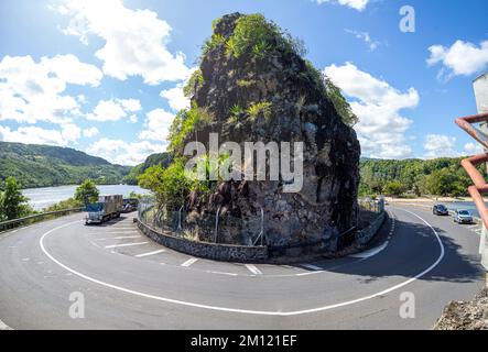 Maconde Aussichtspunkt. Berühmte Straßenkurve im Süden der Insel Mauritius, Afrika Stockfoto