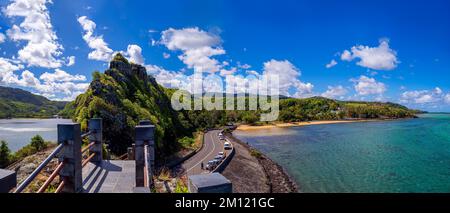 Maconde Aussichtspunkt. Berühmte Straßenkurve im Süden der Insel Mauritius, Afrika Stockfoto