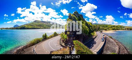 Maconde Aussichtspunkt. Berühmte Straßenkurve im Süden der Insel Mauritius, Afrika Stockfoto
