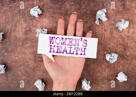 Schreiben Anzeigetext Women S Health. Konzeptfoto Frauen ist körperliche Gesundheit Konsequenz Vermeidung von Krankheiten Stockfoto