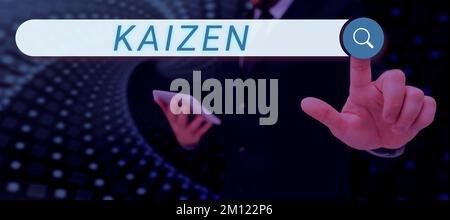Konzeptionelle Darstellung Kaizen. Internet-Konzept eine japanische Unternehmensphilosophie zur Verbesserung der Arbeitspraktiken Stockfoto