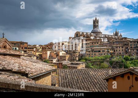 Stadtübersicht mit Blick auf die Kathedrale, Siena, die Toskana, Italien Stockfoto