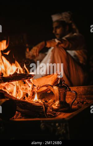 Saudi-Arabien, Provinz Najran, Najran, Beduinen, Lagerfeuer Stockfoto