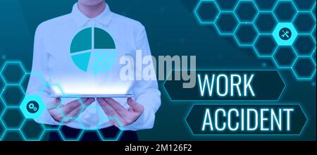 Handgeschriebenes Schild Arbeitsunfall. Fehler beim Geschäftsansatz Verletzung am Arbeitsplatz verletzt Stockfoto