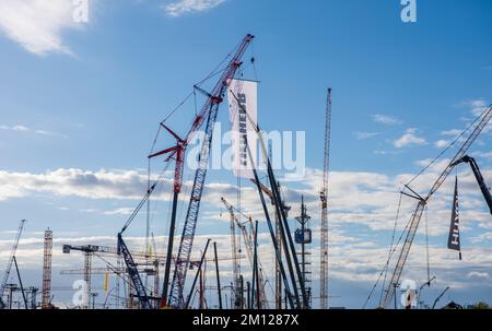 Bauma 2022 - die größte Messe für Baumaschinen, Bergbaumaschinen und Baufahrzeuge in München Stockfoto