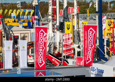 Bauma 2022 - die größte Messe für Baumaschinen, Bergbaumaschinen und Baufahrzeuge in München Stockfoto