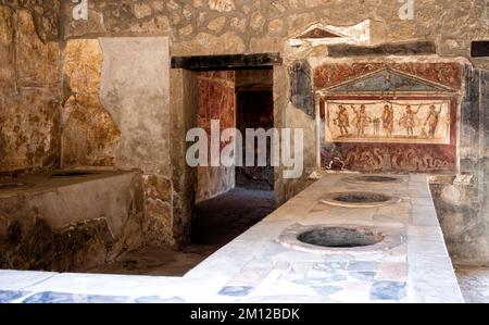 Pompeji, Details in einem Haus, Kampanien, Italien Stockfoto