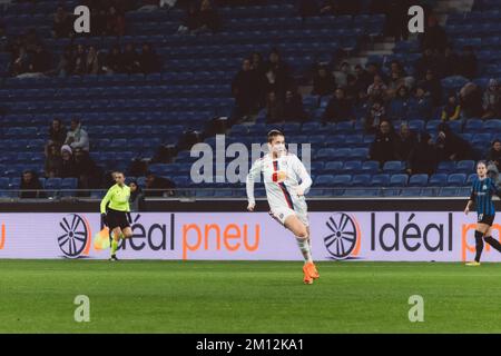 Lyon, Frankreich. 07.. Dezember 2022. Décines-Chapieu, Frankreich, Dezember 7. 2022: Inès Benyahia (25) von OL in Aktion während des Spiels der UEFA Women's Champions League zwischen Olympique Lyonnais und FC Zürich Frauen im Groupama-Stadion in Décines-Charpieu, Frankreich. (Pauline Figuet/SPP) Guthaben: SPP Sport Press Photo. Alamy Live News Stockfoto