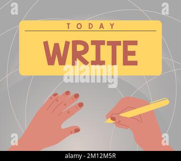 Textzeichen mit Schreibzugriff. Konzeptionelle Fotomarkierungen Buchstaben Wörter oder Symbole auf Oberflächen typischerweise Papier mit Stift Stockfoto