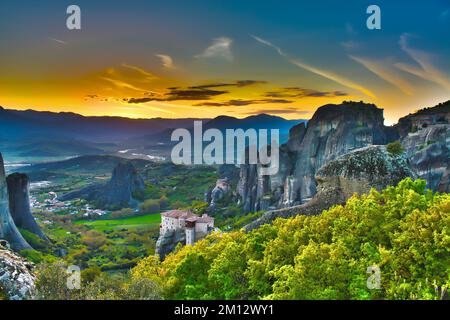 Klöster auf den Felsen, HDR Meteora, Griechenland Stockfoto