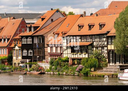 Die ehemalige Fischersiedlung „Klein Venedig“ in der Inselstadt Bamberg, UNESCO-Weltkulturerbe Stadt Bamberg, Oberfrankreich, Franken, Bayern, Deutschland Stockfoto