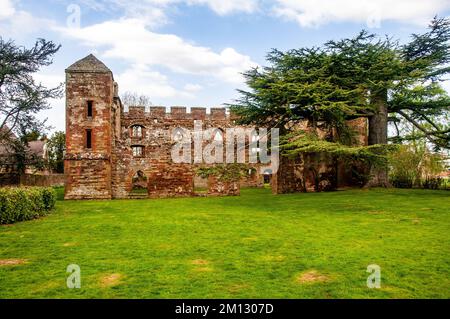 Blick auf Acton Burnell Castle in Shropshire Stockfoto