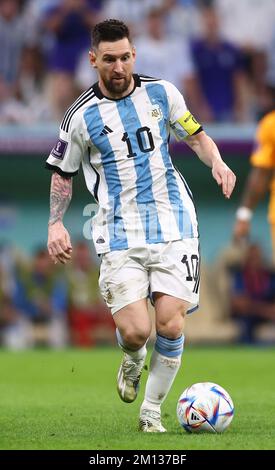 Doha, Katar, 9.. Dezember 2022. Lionel Messi aus Argentinien in Aktion beim FIFA-Weltmeisterschaftsspiel 2022 im Lusail Stadium in Doha. Der Bildausdruck sollte lauten: David Klein / Sportimage Credit: Sportimage/Alamy Live News Stockfoto