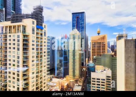Moderne urbane Hochhäuser im zentralen Geschäftsviertel von Sydney. Stockfoto
