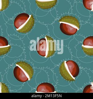 Nahtloses Muster mit Kastanien. Kastaniennüsse. Stock Vektor