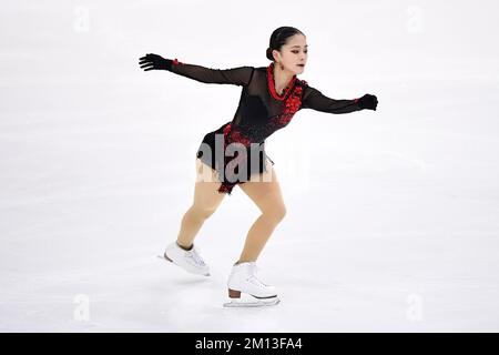 Turin, Italien. 09. Dezember 2022 Rinka Watanabe aus Japan nimmt am zweiten Tag des ISU Grand Prix of Figure Skating Final am Women's Short Program Teil. Kredit: Nicolò Campo/Alamy Live News Stockfoto