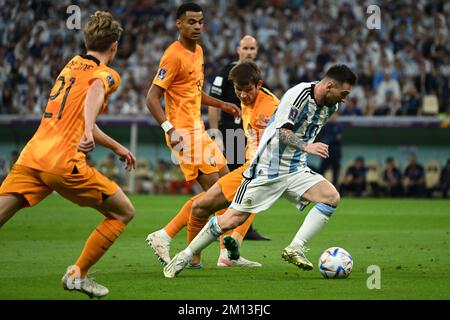 Doha, Katar. 09.. Dezember 2022. DOHA (KATAR), 12. Oktober 09/2022 – WELTMEISTERSCHAFT/NIEDERLANDE gegen ARGENTINIEN – MESSI Lionel im Spiel zwischen den Niederlanden und Argentinien, für das Viertelfinale der Weltmeisterschaft Katar 2022/FIFA, im Lusail-Stadion in Doha, diesen Freitag (09). Foto: Alexandre Brum/AG. Rahmen 31119 (Alexandre Brum/AG. Enquadrar/SPP) Kredit: SPP Sport Press Photo. Alamy Live News Credit: SPP Sport Press Photo. Alamy Live News Stockfoto