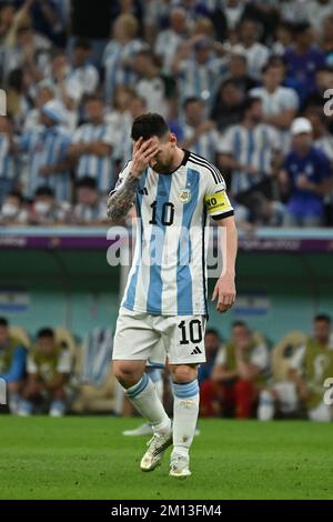 Doha, Katar. 09.. Dezember 2022. DOHA (KATAR), 12. Oktober 09/2022 – WELTMEISTERSCHAFT/NIEDERLANDE gegen ARGENTINIEN – MESSI Lionel im Spiel zwischen den Niederlanden und Argentinien, für das Viertelfinale der Weltmeisterschaft Katar 2022/FIFA, im Lusail-Stadion in Doha, diesen Freitag (09). Foto: Alexandre Brum/AG. Rahmen 31119 (Alexandre Brum/AG. Enquadrar/SPP) Kredit: SPP Sport Press Photo. Alamy Live News Credit: SPP Sport Press Photo. Alamy Live News Stockfoto
