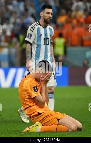 Doha, Katar. 09.. Dezember 2022. DOHA (KATAR), 12/09/2022 - WELTMEISTERSCHAFT/NIEDERLANDE gegen ARGENTINIEN - Spiel zwischen den Auswahlen der Niederlande gegen Argentinien für das Viertelfinale der Weltmeisterschaft Katar 2022/FIFA im Lusail-Stadion in Doha, diesen Freitag bis Freitag (09). Foto: Alexandre Brum/AG. Rahmen 31119 (Alexandre Brum/AG. Enquadrar/SPP) Kredit: SPP Sport Press Photo. Alamy Live News Credit: SPP Sport Press Photo. Alamy Live News Stockfoto