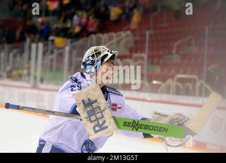 Final Jubilation STR, Goalwart Philipp DIETL (STR) Eishockey 1. Bundesliga, DEL Matchday 28, Duesseldorfer EG (DEG) - Straubing Tigers (STR) 1: 4, am 9.. Dezember 2022 in Düsseldorf/Deutschland. Kredit: dpa Picture Alliance/Alamy Live News Stockfoto