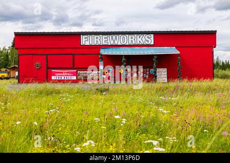 Feuerwerksladen; Highway 4; Glenallen; Alaska; USA Stockfoto