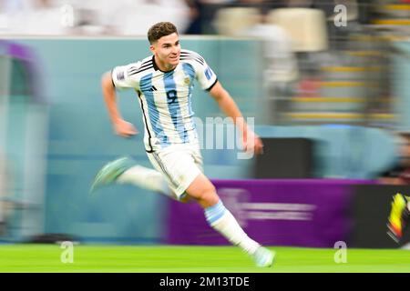 9.. Dezember 2022: Lusail Stadium, Lusail, Katar: FIFA Fußball-Weltmeisterschaft, Viertelfinale, Niederlande gegen Argentinien: ALVAREZ Julian ARG Stockfoto