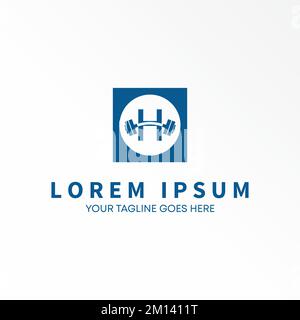 Brief H ohne serifenfarbene Schrift oder Hosenständer Pull-Up mit Fitness Barbell Bild grafisches Logo Design Abstraktes Konzept Vektormaterial bezogen auf Gym oder Erstausbildung Stock Vektor