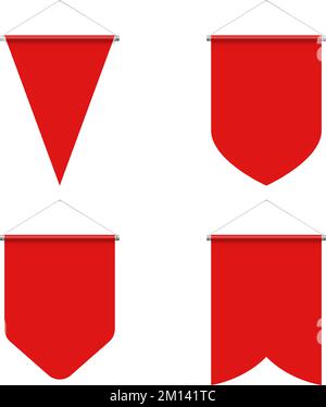 Vorlage Rot leer realistischer Pennant auf weißem Hintergrund. Illustration des Symbolmodells der Sportflaggen für Creative Design Stock Vektor
