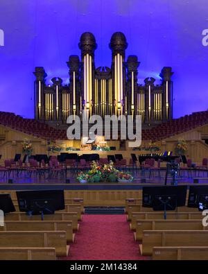 Salt Lake City Tabernacle Orgel am Temple Square in der Innenstadt von Salt Lake City, Utah Stockfoto