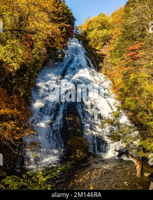 Malerische Yudaki Falls mit Panoramablick im Herbst Niemand Stockfoto