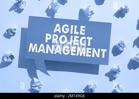 Textüberschrift für Agile Project Management. Konzeptionelle Bildverwaltungsmethodik von der traditionellen bis zur modernen Technologie Stockfoto