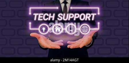 Konzeptionelle Darstellung des technischen Supports. Wort zur Unterstützung von Personen, die technische Probleme haben Stockfoto