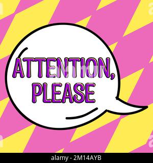 Text mit „Inspiration Attention“, bitte. Business-Showcase-Methode, um sich für etwas zu interessieren, das bekannt gegeben werden soll Stockfoto